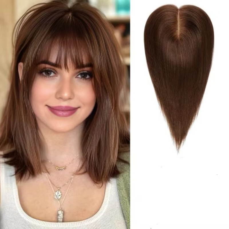M05 7.5*8″ Mono+Lace Hair Topper Chinese Virgin Remy Hair Lengths: 12″,14″ Color: #8k New